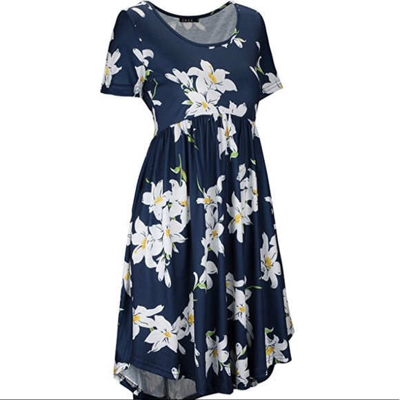 BRI FLORAL SWING SHORT SLEEVE POCKET DRESS NEW - Picture 3 of 4